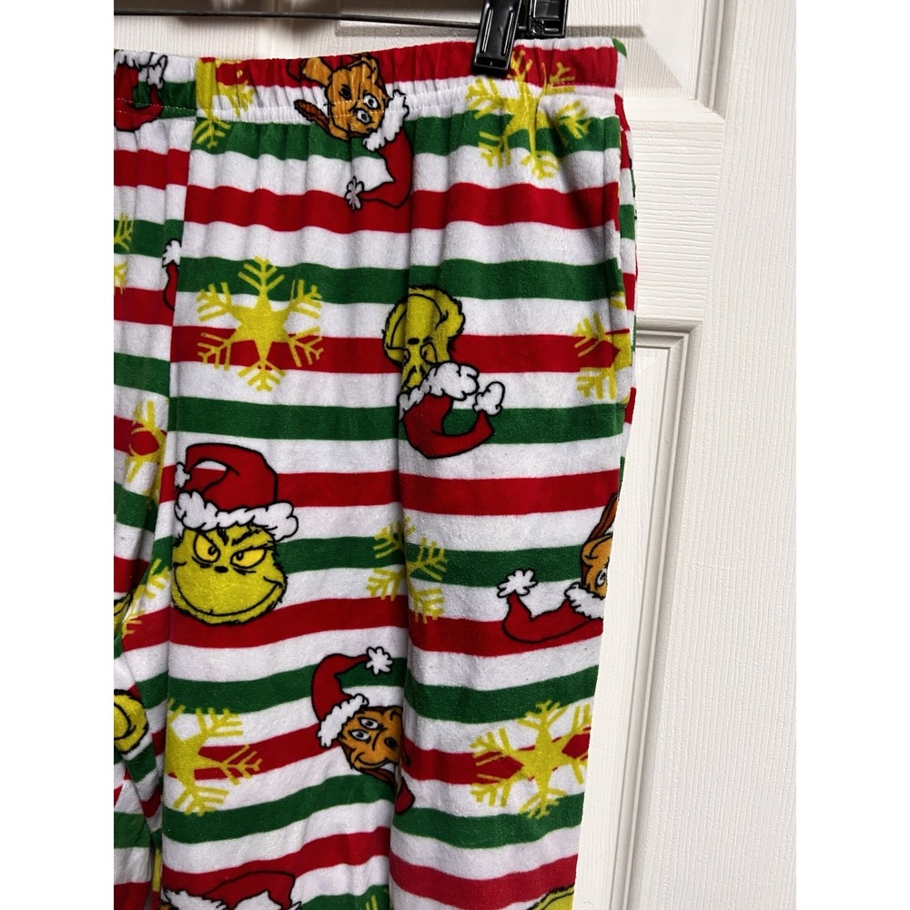 030-006 The Grinch Christmas Pajama Pants Xl 16–18 Cozy Holiday Lounge Velour Pj - Picture 2 of 7